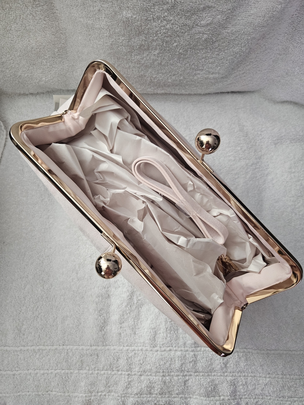 A New Day Suede Kiss Lock Clutch Bag Light Pink Blush Evening Purse NWT - Picture 5 of 11